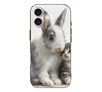 QMKFWT Rabbit and Cat Phone Case for Phone 17, TPU Anti-Yellowing Scratch Resistant, Slim Shockproof Cover with Precise Cutouts, Supports Wireless Charging Phone Case for Phone 17