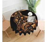 QMKFWT Rabbit Icon Printed Round Tablecloth,Dust-Proof Wrinkle Resistant Table Cover Washable Polyester Table Cloth for Kitchen Dining Room Farmhouse Picnic Indoor Outdoor(Round 60 Inch)