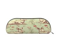 QMKFWT Rabbit Pattern Pencil Pouch Leather,Small Pen Bags With Zipper For Pencils,Pens,Markers,Makeups,Change,Coins