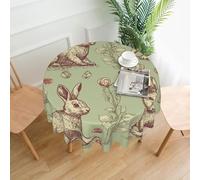 QMKFWT Rabbit Pattern Printed Round Tablecloth,Dust-Proof Wrinkle Resistant Table Cover Washable Polyester Table Cloth for Kitchen Dining Room Farmhouse Picnic Indoor Outdoor(Round 60 Inch)