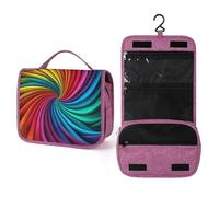 QMKFWT Rainbow Stripe Pattern Toiletry Bag Waterproof Makeup Bag with Hanging Hook Cosmetic Bags for Women Travel Essentials