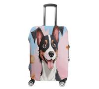 QMKFWT Rat Terrier Dog Travel Luggage Cover Washable Anti-scratch Suitcase Protector Dustproof Protective Cover Case for Wheeled Luggage Fits 19-32 Inch Luggage, white, XL
