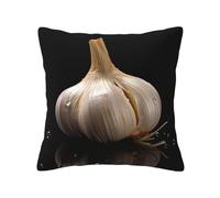 QMKFWT Raw Garlic Print Throw Pillow Covers Decorative Pillow Cover Square Cushion Cases Soft Cushion Cover Throw Sofa Pillow Case for Home Decor Living Room Bed Couch Car 18"x18"