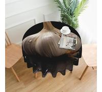 QMKFWT Raw Garlic Printed Round Tablecloth,Dust-Proof Wrinkle Resistant Table Cover Washable Polyester Table Cloth for Kitchen Dining Room Farmhouse Picnic Indoor Outdoor(Round 60 Inch)