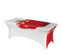 QMKFWT Red Bell Pepper Decorative Tablecloth Protector for Wedding, Banquet & Parties6FT Spandex Rectangle Tablecloths, Stretch Washable Table Cloth Wrinkle Free Patio Table Cover