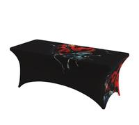 QMKFWT Red Ladybug Pattern Decorative Tablecloth Protector for Wedding, Banquet & Parties6FT Spandex Rectangle Tablecloths, Stretch Washable Table Cloth Wrinkle Free Patio Table Cover