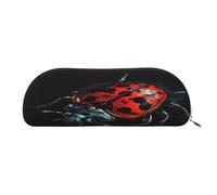QMKFWT Red Ladybug Pattern Pencil Pouch Leather,Small Pen Bags With Zipper For Pencils,Pens,Markers,Makeups,Change,Coins