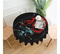 QMKFWT Red Ladybug Pattern Printed Round Tablecloth,Dust-Proof Wrinkle Resistant Table Cover Washable Polyester Table Cloth for Kitchen Dining Room Farmhouse Picnic Indoor Outdoor(Round 60 Inch)