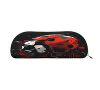 QMKFWT Red Ladybug Pencil Pouch Leather,Small Pen Bags With Zipper For Pencils,Pens,Markers,Makeups,Change,Coins