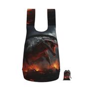 QMKFWT Red Magma Flying Dragons Backpack - Lightweight 16L Foldable Hiking Daypack Packable Back Pack Travel Bag Zipper