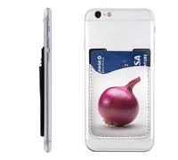 QMKFWT Red Onion Isolated Phone Wallet, Stick On Card Holder for Back of Phone Case - Leather Cell Phone Card Wallet Sleeve Adhesive Phone Pocket - Compatible with Most Cell Phones