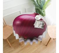 QMKFWT Red Onion Isolated Printed Round Tablecloth,Dust-Proof Wrinkle Resistant Table Cover Washable Polyester Table Cloth for Kitchen Dining Room Farmhouse Picnic Indoor Outdoor(Round 60 Inch)