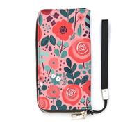 QMKFWT Red Rose Flower Wallet Large Capacity Clutch Cash PursePU Leather Long Zipper Pouch Wallet Unisex, white, 20x10.5cm, Wallet