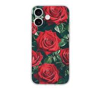 QMKFWT Red Rose Romantic Phone Case for Phone 17, TPU Anti-Yellowing Scratch Resistant, Slim Shockproof Cover with Precise Cutouts, Supports Wireless Charging Phone Case for Phone 17