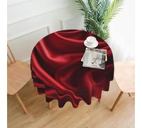 QMKFWT Red Satin Printed Round Tablecloth,Dust-Proof Wrinkle Resistant Table Cover Washable Polyester Table Cloth for Kitchen Dining Room Farmhouse Picnic Indoor Outdoor(Round 60 Inch)