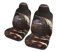 QMKFWT Red Wine Barrel Printed 2 Pcs Automotive Seat Covers for Front with Elastic Straps Car Protector Seat Covers for Car SUV Truck