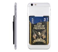 QMKFWT retro 250th American bald eagle Phone Wallet, Stick On Card Holder for Back of Phone Case - Leather Cell Phone Card Wallet Sleeve Adhesive Phone Pocket - Compatible with Most Cell Phones