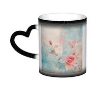 QMKFWT Retro Shabby Chic Coffee Mugs 11 Oz Heat Sensitive Starry Sky Color Changing Mugs, Ceramic Magic Cup with Handle Personalized Tea Cups Novelty Coffee Cup Gift for Women Men Black