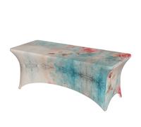 QMKFWT Retro Shabby Chic Decorative Tablecloth Protector for Wedding, Banquet & Parties6FT Spandex Rectangle Tablecloths, Stretch Washable Table Cloth Wrinkle Free Patio Table Cover