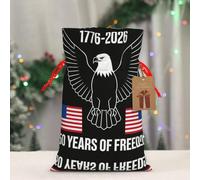 QMKFWT Reusable Gift Wrapping Bag for Holiday Party FavorsMinimalist American bald eagle 250th (2) Christmas Gift Bag Burlap Xmas Drawstring Gift Sack with Tag & Tie, Medium Christmas Bags for Gifts