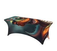 QMKFWT Roaring Dragon Decorative Tablecloth Protector for Wedding, Banquet & Parties6FT Spandex Rectangle Tablecloths, Stretch Washable Table Cloth Wrinkle Free Patio Table Cover