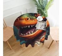 QMKFWT Roaring Dragon Printed Round Tablecloth,Dust-Proof Wrinkle Resistant Table Cover Washable Polyester Table Cloth for Kitchen Dining Room Farmhouse Picnic Indoor Outdoor(Round 60 Inch)