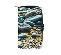 QMKFWT Rocks And Pebbles Leather Wallet Long Checkbook Wallets Classic Bifold Ladies Clutch with ID Window