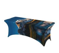 QMKFWT Rocky Mountain Range Decorative Tablecloth Protector for Wedding, Banquet & Parties6FT Spandex Rectangle Tablecloths, Stretch Washable Table Cloth Wrinkle Free Patio Table Cover