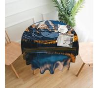 QMKFWT Rocky Mountain Range Printed Round Tablecloth,Dust-Proof Wrinkle Resistant Table Cover Washable Polyester Table Cloth for Kitchen Dining Room Farmhouse Picnic Indoor Outdoor(Round 60 Inch)