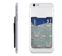 QMKFWT Romantic Paris Eiffel Tower Bycicle Phone Wallet, Stick On Card Holder for Back of Phone Case - Leather Cell Phone Card Wallet Sleeve Adhesive Phone Pocket - Compatible with Most Cell Phones