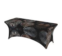 QMKFWT Round Cut Wood Decorative Tablecloth Protector for Wedding, Banquet & Parties6FT Spandex Rectangle Tablecloths, Stretch Washable Table Cloth Wrinkle Free Patio Table Cover