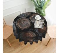 QMKFWT Round Cut Wood Printed Round Tablecloth,Dust-Proof Wrinkle Resistant Table Cover Washable Polyester Table Cloth for Kitchen Dining Room Farmhouse Picnic Indoor Outdoor(Round 60 Inch)
