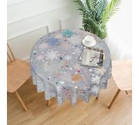 QMKFWT - Round Tablecloth Snowflake Print Soft Dustproof Wrinkle Resistant Washable Polyester Tablecloth for Kitchen Dining Farmhouse Picnic Indoor Outdoor