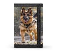 QMKFWT Running German Shepherd Dog Casual Wallet Credit Card Holder Premium Document Organizer Case for Men And Women
