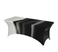 QMKFWT Sand Black Decorative Tablecloth Protector for Wedding, Banquet & Parties6FT Spandex Rectangle Tablecloths, Stretch Washable Table Cloth Wrinkle Free Patio Table Cover