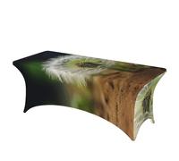 QMKFWT Sand Dandelion Decorative Tablecloth Protector for Wedding, Banquet & Parties6FT Spandex Rectangle Tablecloths, Stretch Washable Table Cloth Wrinkle Free Patio Table Cover