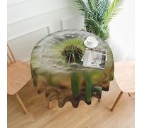 QMKFWT Sand Dandelion Printed Round Tablecloth,Dust-Proof Wrinkle Resistant Table Cover Washable Polyester Table Cloth for Kitchen Dining Room Farmhouse Picnic Indoor Outdoor(Round 60 Inch)