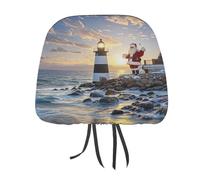 QMKFWT Santa Claus Lighthouse Car Seat Headrest Cover Adjustable and Reusable Anti-Dirty Flexible Hear Rest Covers Soft Dust-Proof Car Seat Headrest Protector for Most Vehicles