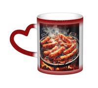 QMKFWT Sausage on Fire Coffee Mugs 11 Oz Heat Sensitive Starry Sky Color Changing Mugs, Ceramic Magic Cup with Handle Personalized Tea Cups Novelty Coffee Cup Gift for Women Men Red