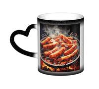 QMKFWT Sausage on Fire Coffee Mugs 11 Oz Heat Sensitive Starry Sky Color Changing Mugs, Ceramic Magic Cup with Handle Personalized Tea Cups Novelty Coffee Cup Gift for Women Men Black