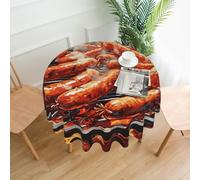 QMKFWT Sausage On Fire Printed Round Tablecloth,Dust-Proof Wrinkle Resistant Table Cover Washable Polyester Table Cloth for Kitchen Dining Room Farmhouse Picnic Indoor Outdoor(Round 60 Inch)