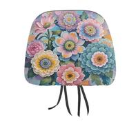 QMKFWT Scales and Flowers Pattern Car Seat Headrest Cover Adjustable and Reusable Anti-Dirty Flexible Hear Rest Covers Soft Dust-Proof Car Seat Headrest Protector for Most Vehicles