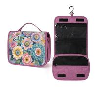 QMKFWT Scales And Flowers Pattern Toiletry Bag Waterproof Makeup Bag with Hanging Hook Cosmetic Bags for Women Travel Essentials