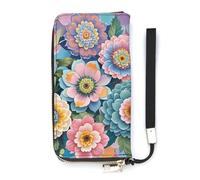 QMKFWT Scales And Flowers Pattern Wallet Large Capacity Clutch Cash PursePU Leather Long Zipper Pouch Wallet Unisex, white, 20x10.5cm, Wallet