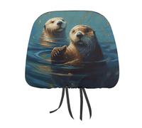 QMKFWT Sea Otters Painting Car Seat Headrest Cover Adjustable and Reusable Anti-Dirty Flexible Hear Rest Covers Soft Dust-Proof Car Seat Headrest Protector for Most Vehicles
