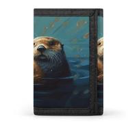 QMKFWT Sea Otters Painting Casual Wallet Credit Card Holder Premium Document Organizer Case for Men And Women