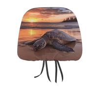 QMKFWT Sea Turtle Sunset Car Seat Headrest Cover Adjustable and Reusable Anti-Dirty Flexible Hear Rest Covers Soft Dust-Proof Car Seat Headrest Protector for Most Vehicles
