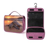 QMKFWT Sea Turtle Sunset Toiletry Bag Waterproof Makeup Bag with Hanging Hook Cosmetic Bags for Women Travel Essentials