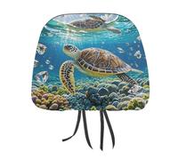 QMKFWT Sea Turtles Painting Car Seat Headrest Cover Adjustable and Reusable Anti-Dirty Flexible Hear Rest Covers Soft Dust-Proof Car Seat Headrest Protector for Most Vehicles