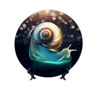 QMKFWT Shimmering Snail Bone China Decorative Plate,10inï¼ˆ25cmï¼‰ Ceramic Decorative Plates with Display Stand,Ceramic Ornaments Art Porcelain Plate for Home Office Wall Decor Collections Plates